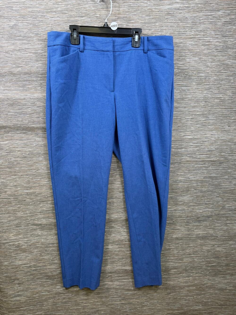Talbots Dress Pants Womens 12 Blue Hampshire Ankle Twill Slim Tapered Stretch